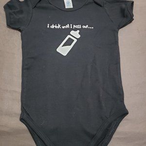 Rebel Apparel Novelty Diaper Shirt I Drink Till I Pass Out Size 12-18 Months